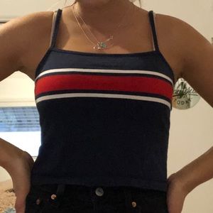 Red white and blue cropped tank.